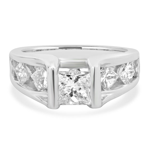 14 Karat White Gold Princess Cut Diamond Engagement Ring