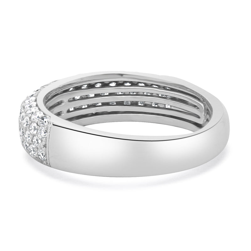 14 Karat White Gold Five Row Pave Diamond Band