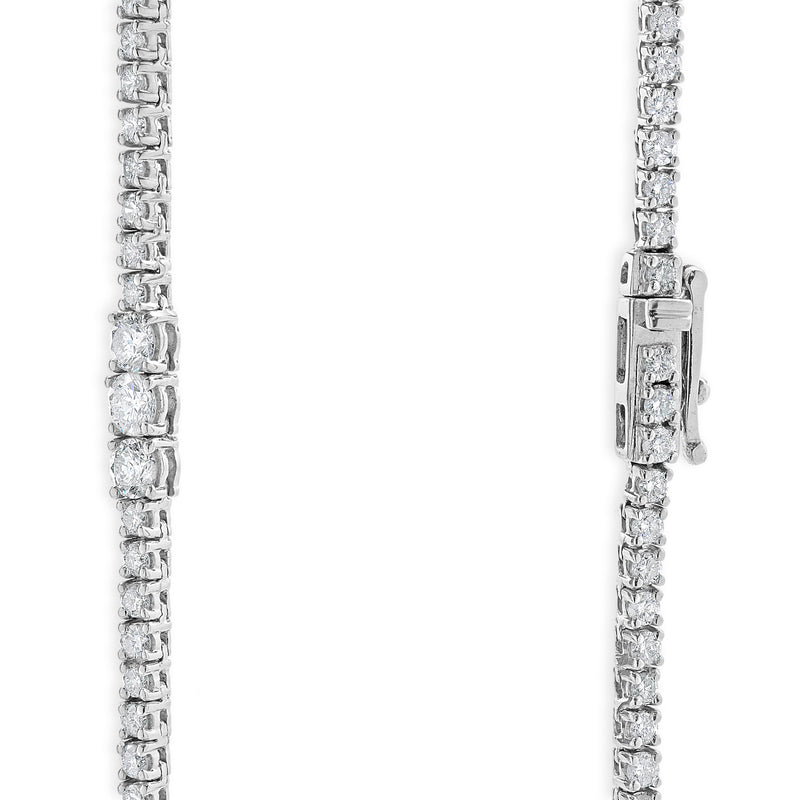 14 Karat White Gold Diamond Station Tennis Necklace