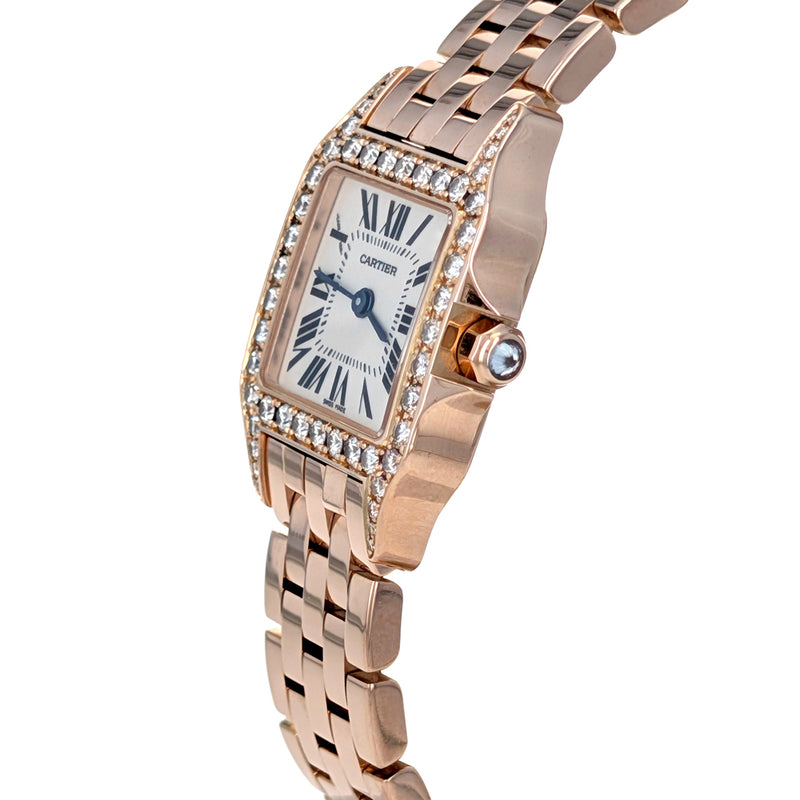 Cartier Santos Demoiselle 20mm Rose Gold Diamonds WF9011Z8