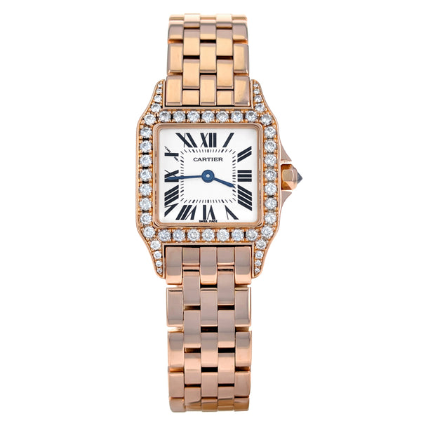 Cartier Santos Demoiselle 20mm Rose Gold Diamonds WF9011Z8