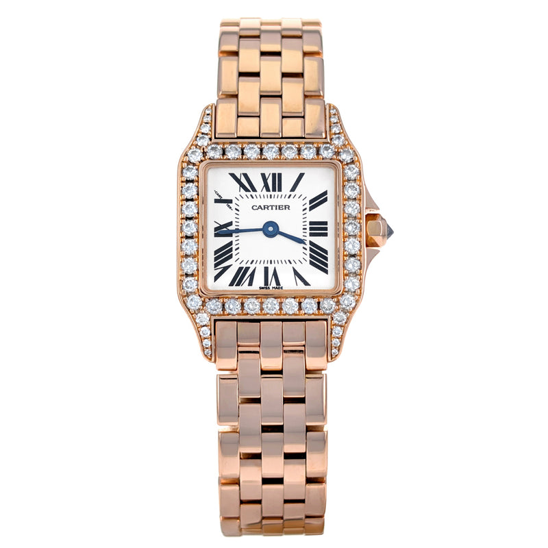 Cartier Santos Demoiselle 20mm Rose Gold Diamonds WF9011Z8