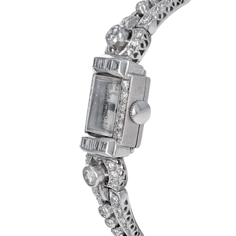 Hamilton Platinum Diamond & Sapphire Vintage Watch