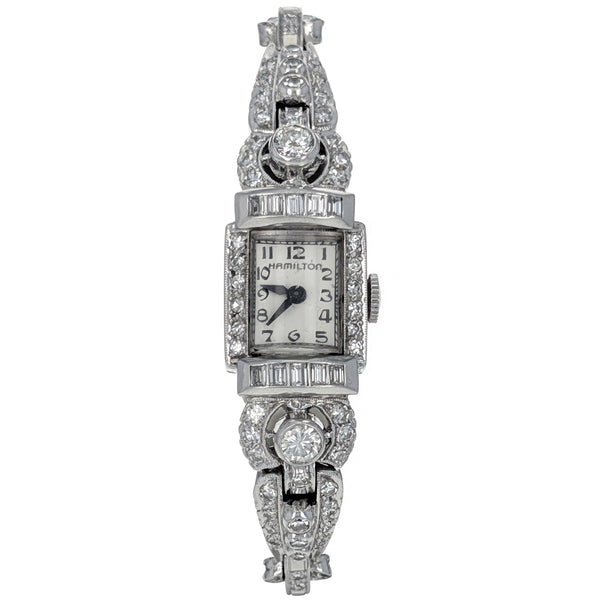 Hamilton Platinum Diamond & Sapphire Vintage Watch