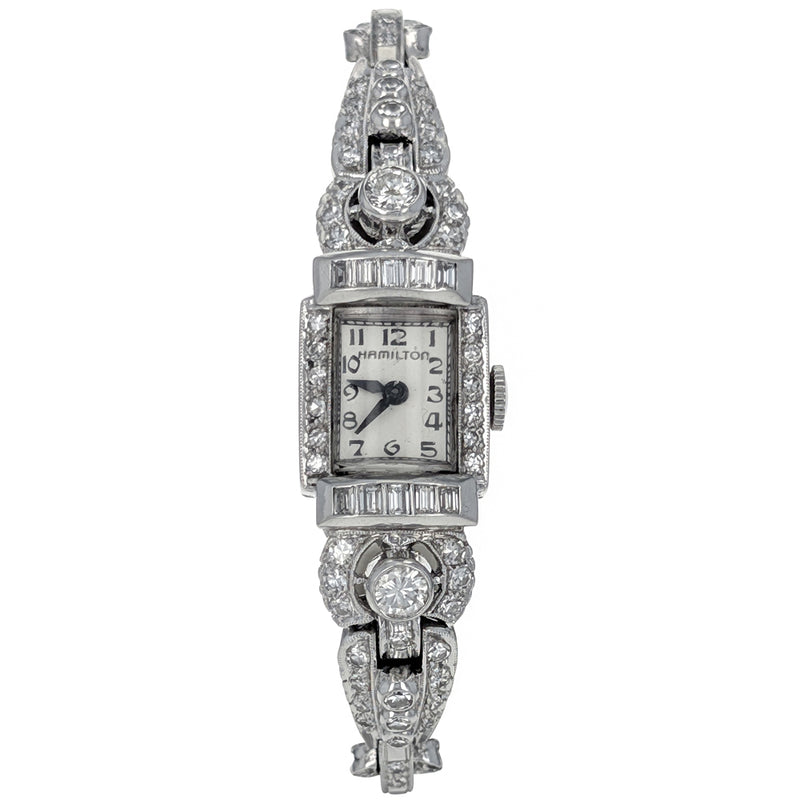 Hamilton Platinum Diamond & Sapphire Vintage Watch