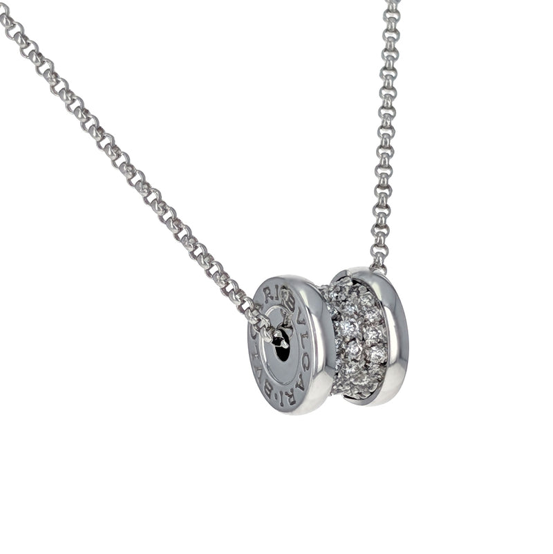 Bvlgari B.Zero1 White Gold & Pave Diamonds Mini Pendant Necklace