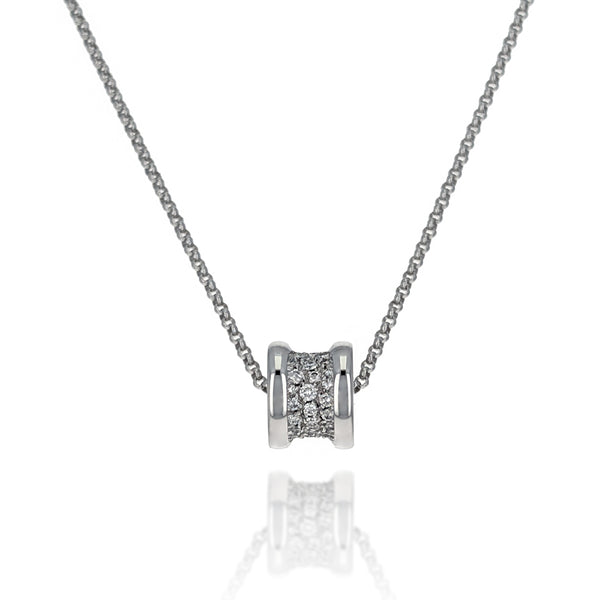 Bvlgari B.Zero1 White Gold & Pave Diamonds Mini Pendant Necklace
