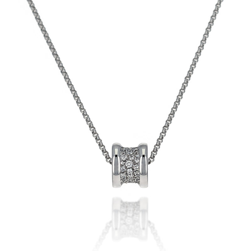 Bvlgari B.Zero1 White Gold & Pave Diamonds Mini Pendant Necklace