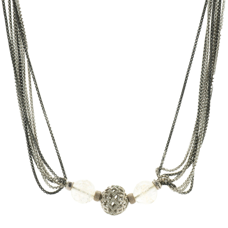 David Yurman Sterling Silver Eight Strand Diamond Quatrefoil Necklace