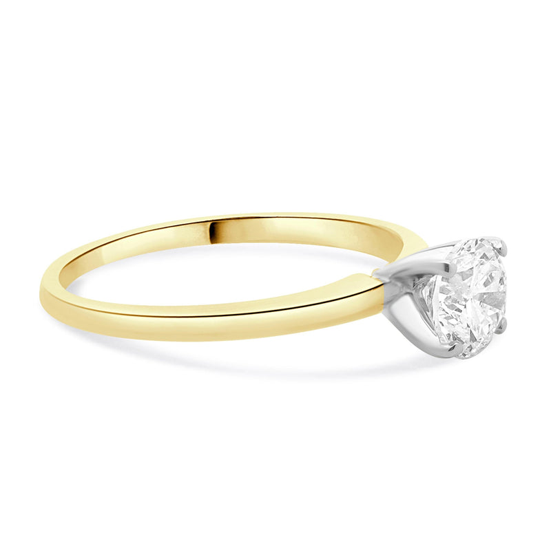 14 Karat Yellow Gold Round Diamond Solitaire Engagement Ring