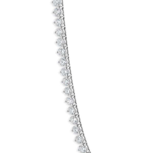 14 Karat White Gold Round Brilliant Cut Diamond Tennis Necklace