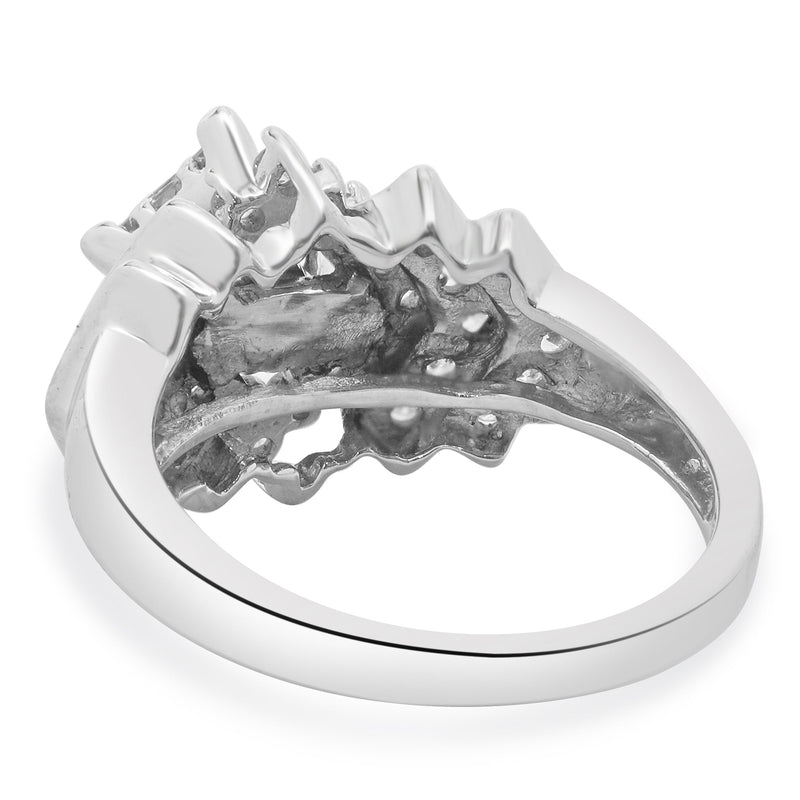 10 Karat White Gold Princess Cut Diamond Cluster Engagement Ring