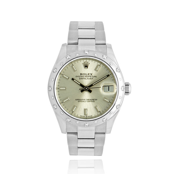 Rolex Stainless Steel Midsize Datejust 31mm Factory Diamond Bezel