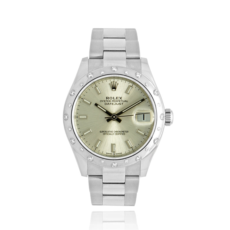 Rolex Stainless Steel Midsize Datejust 31mm Factory Diamond Bezel