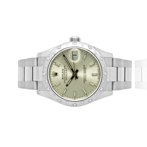 Rolex Stainless Steel Midsize Datejust 31mm Factory Diamond Bezel