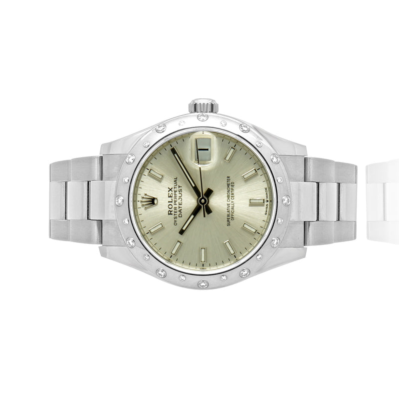 Rolex Stainless Steel Midsize Datejust 31mm Factory Diamond Bezel