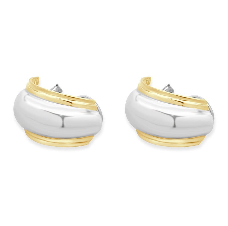 Tiffany & Co. 18 Karat Yellow Gold & Sterling Silver Dome Earrings