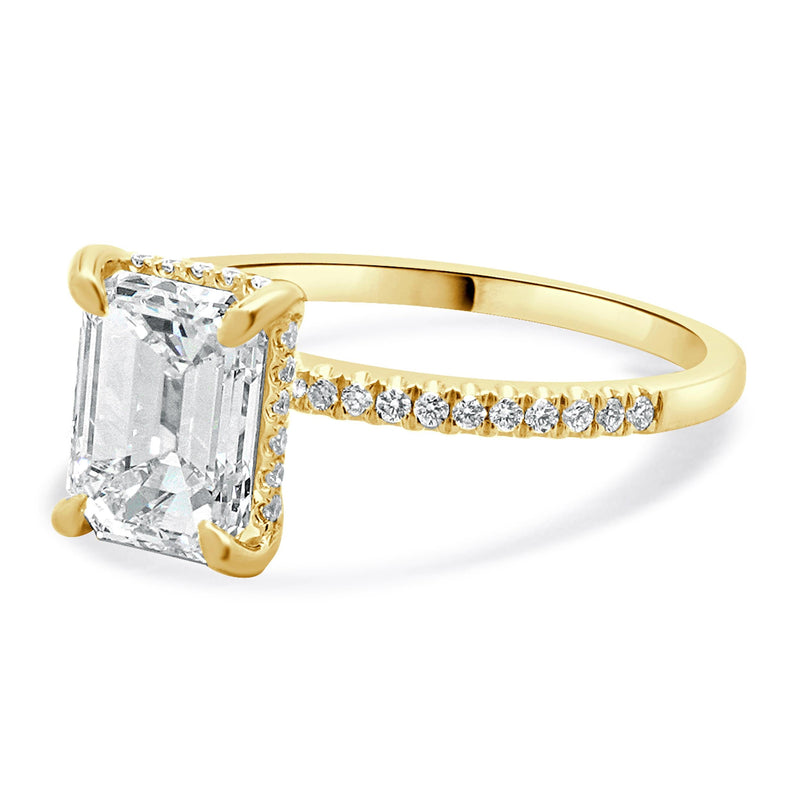 14 Karat Yellow Gold Emerald Cut Diamond Engagement Ring