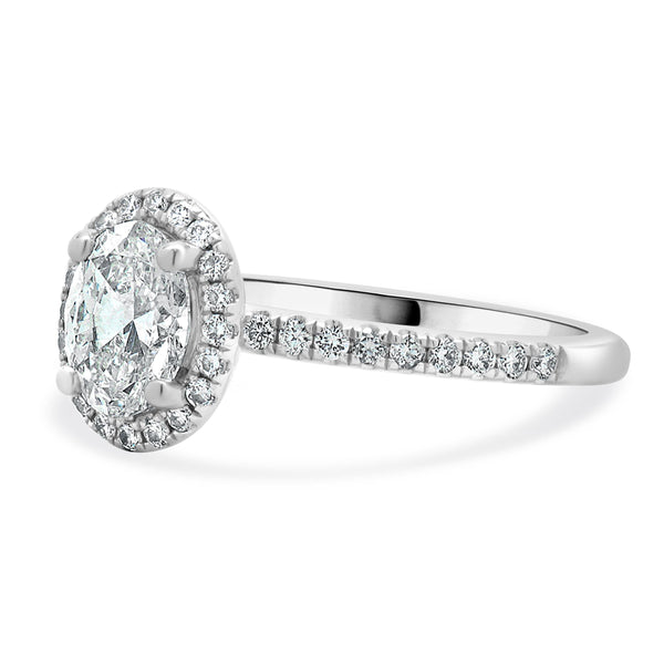 14 Karat White Gold Oval Cut Diamond Engagement Ring