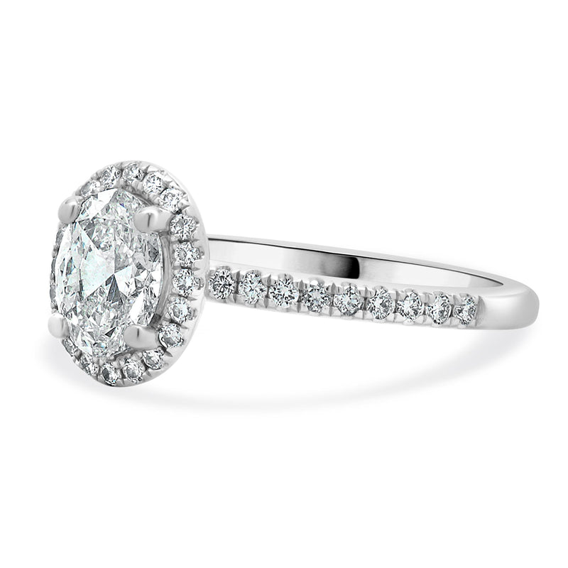 14 Karat White Gold Oval Cut Diamond Engagement Ring