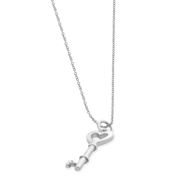 Tiffany & Co. Sterling Silver Open Heart Key Necklace