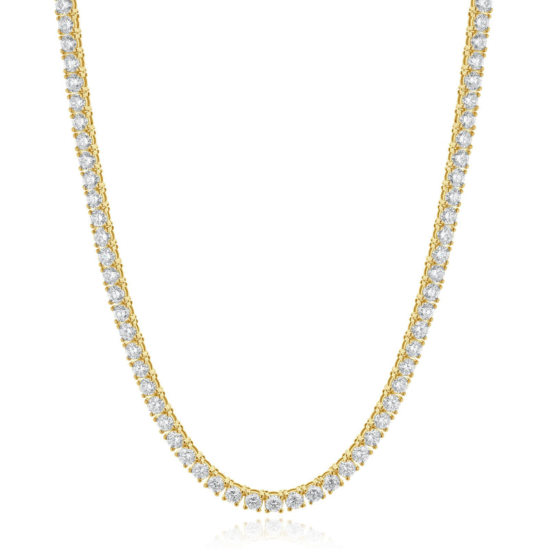 14 Karat Yellow Gold Diamond Inline Tennis Necklace