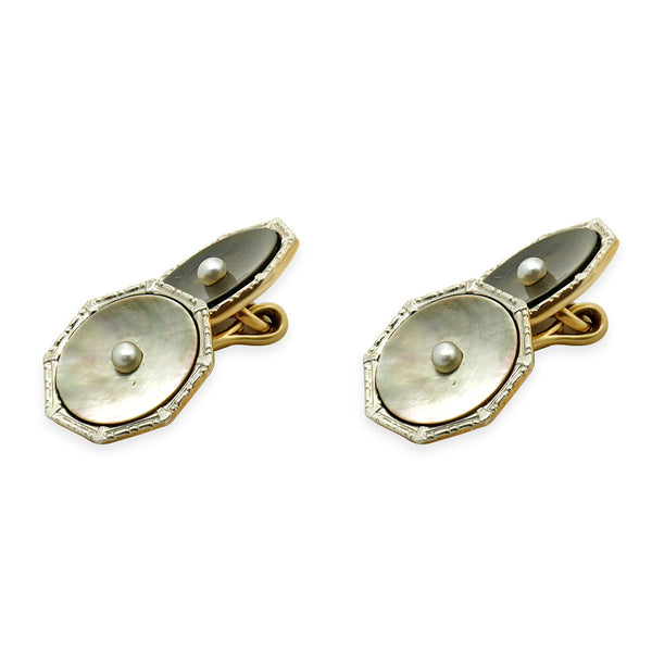 Larter & Sons 14 Karat Yellow Gold Mother of Pearl Cufflinks