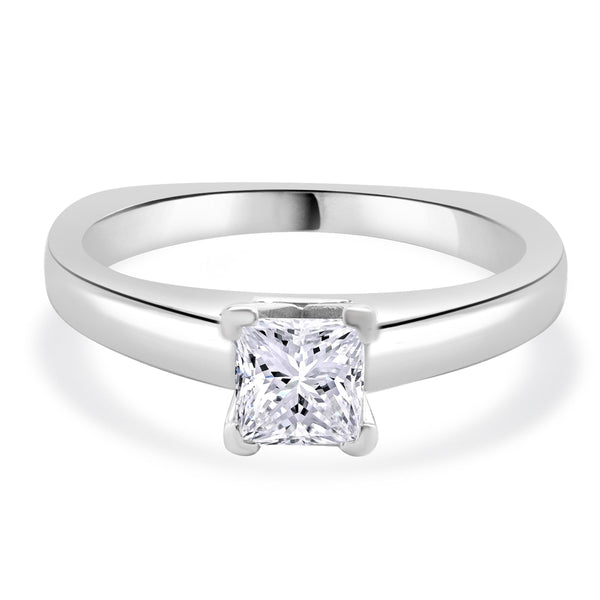 Platinum & 18 Karat White Gold Princess Cut Diamond Engagement Ring