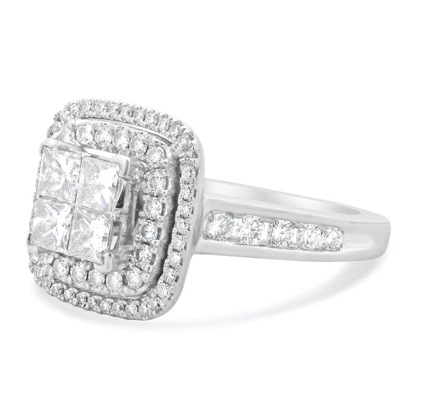 14 Karat White Gold Quadset Diamond Engagement Ring