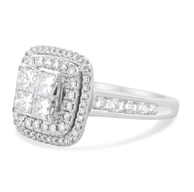 14 Karat White Gold Quadset Diamond Engagement Ring