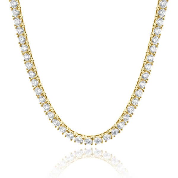 18 Karat Yellow Gold Diamond Inline Tennis Necklace