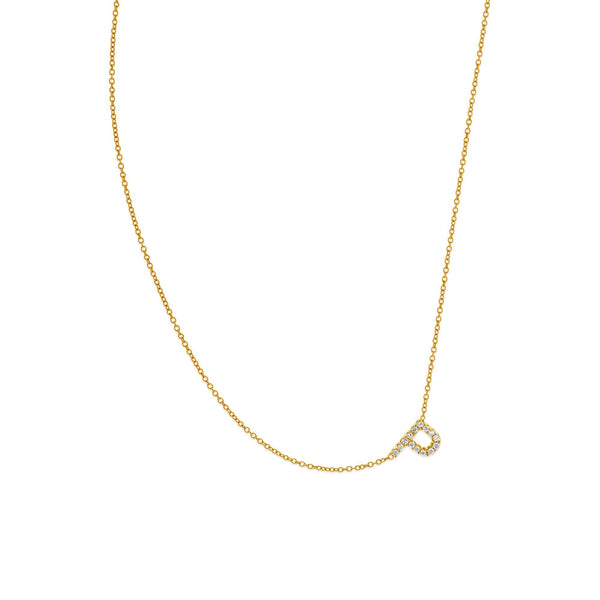 18 Karat Yellow Gold Lab Grown Diamond P Necklace