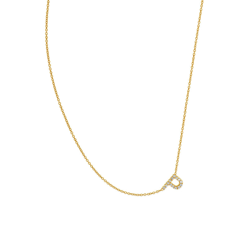 18 Karat Yellow Gold Lab Grown Diamond P Necklace