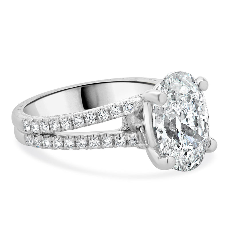 18 Karat White Gold Oval Cut Diamond Engagement Ring