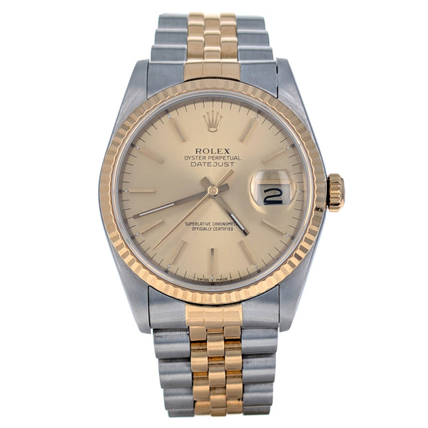 Rolex Datejust 36 Stainless Steel Yellow Gold 16233
