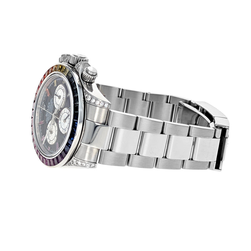 Rolex Cosmograph Daytona 40mm Stainless Steel Custom Rainbow Sapphire 116520