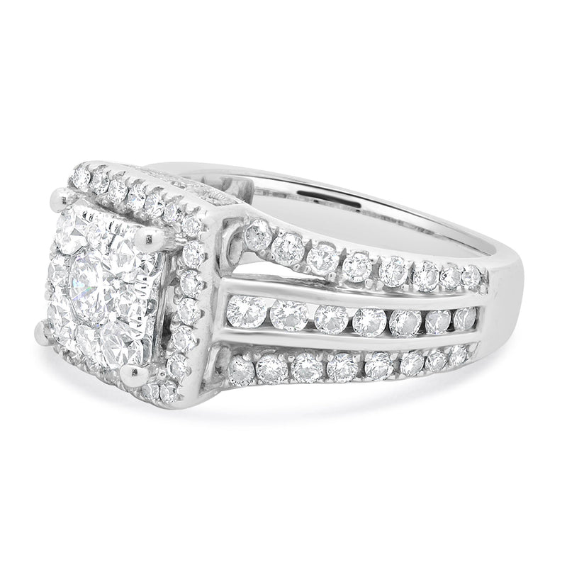 14 Karat White Gold Diamond Cluster Engagement Ring