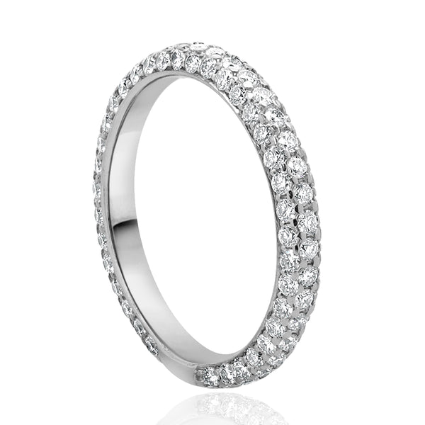 18 Karat White Gold Micro Pave Diamond Band