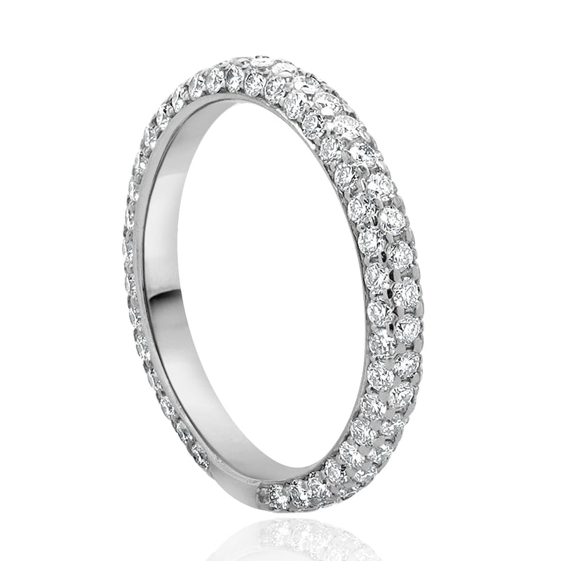 18 Karat White Gold Micro Pave Diamond Band