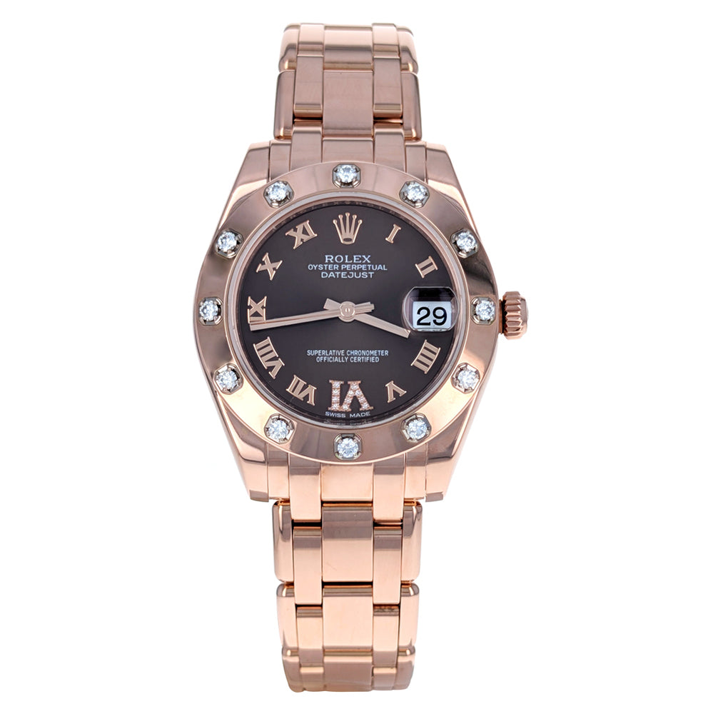 Rolex Lady-Datejust Pearlmaster 34mm Everose Chocolate Dial 81315