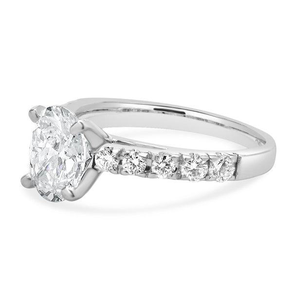 14 Karat White Gold Oval Cut Diamond Engagement Ring