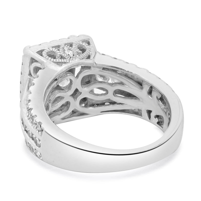 14 Karat White Gold Diamond Cluster Engagement Ring