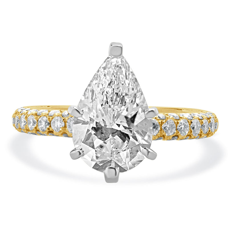 14 Karat Yellow Gold Pear Cut Diamond Engagement Ring