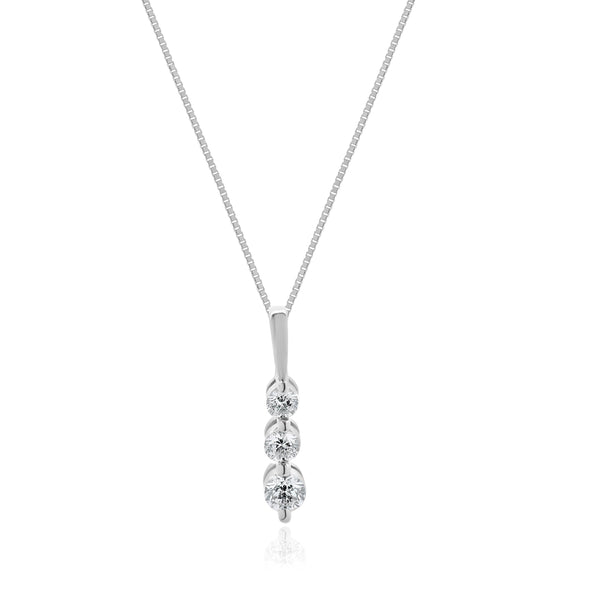 10 Karat White Gold Diamond Graduated Journey Necklace