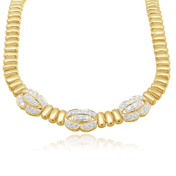 22 Karat Yellow Gold Link Style Diamond Collar Necklace