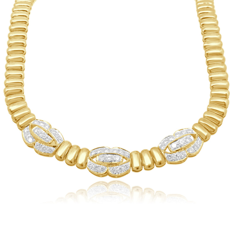 22 Karat Yellow Gold Link Style Diamond Collar Necklace