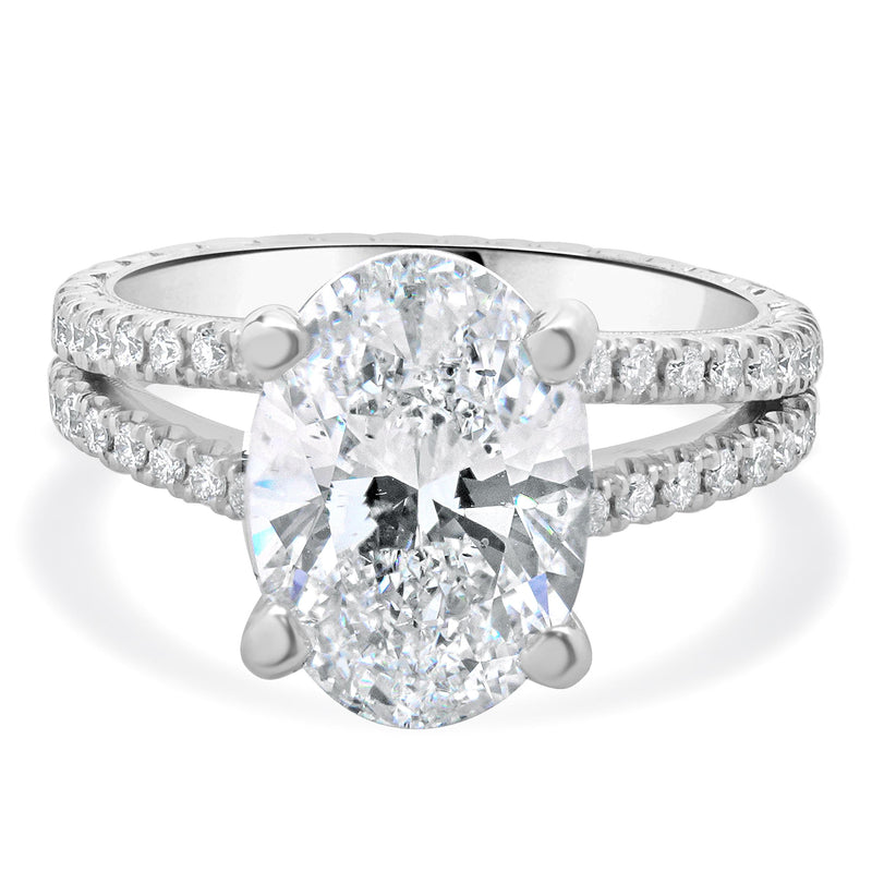18 Karat White Gold Oval Cut Diamond Engagement Ring