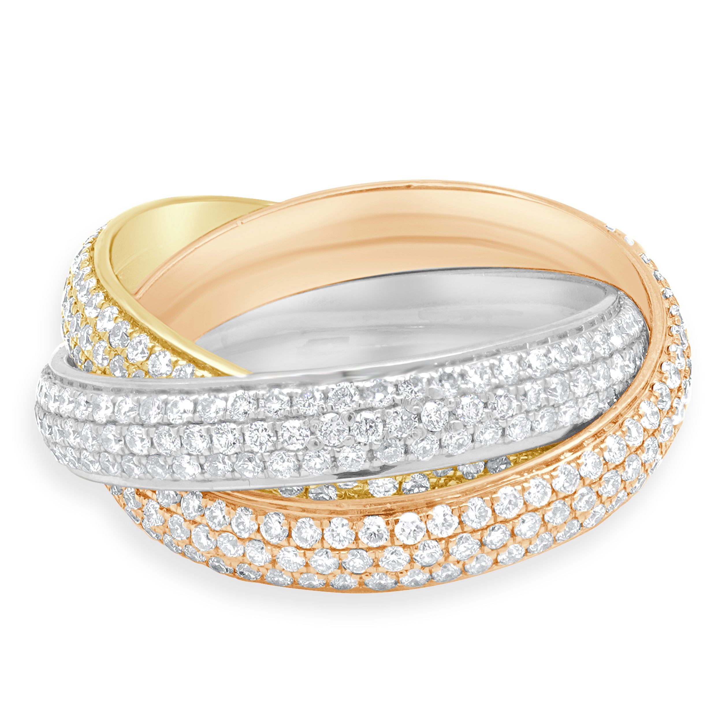 18 Karat Yellow, White, and Rose Gold Pave Diamond Rolling Rings – E.D ...
