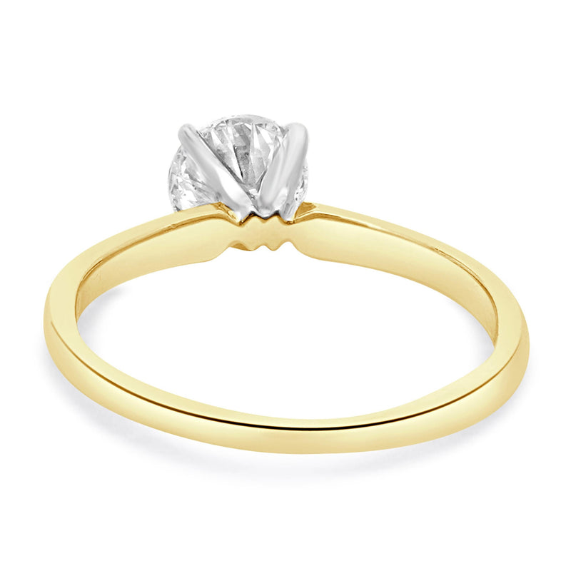 14 Karat Yellow Gold Round Diamond Solitaire Engagement Ring