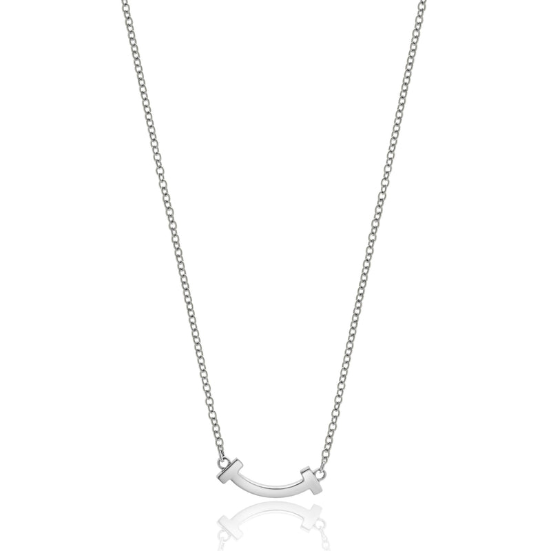 Tiffany & Co. 18 Karat White Gold T Smile Diamond Necklace